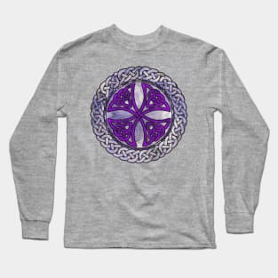 Purple Celtic Shield Knot Long Sleeve T-Shirt